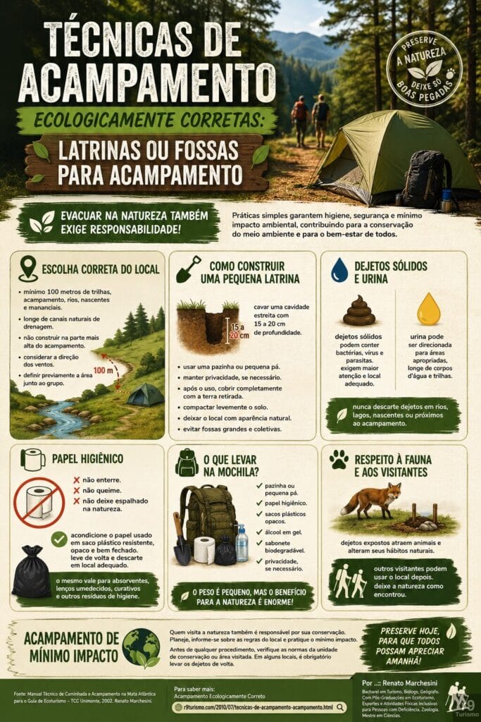Técnicas de Acampamento Ecologicamente Corretas: Latrinas e fossas para acampamento