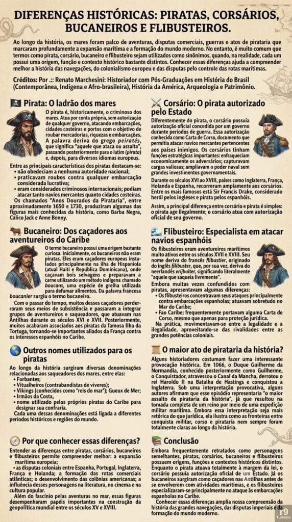 Aventureiros do Mar: Bucaneiros, Corsários, Flibusteiros e Piratas: Você Sabe Qual é a Diferença?