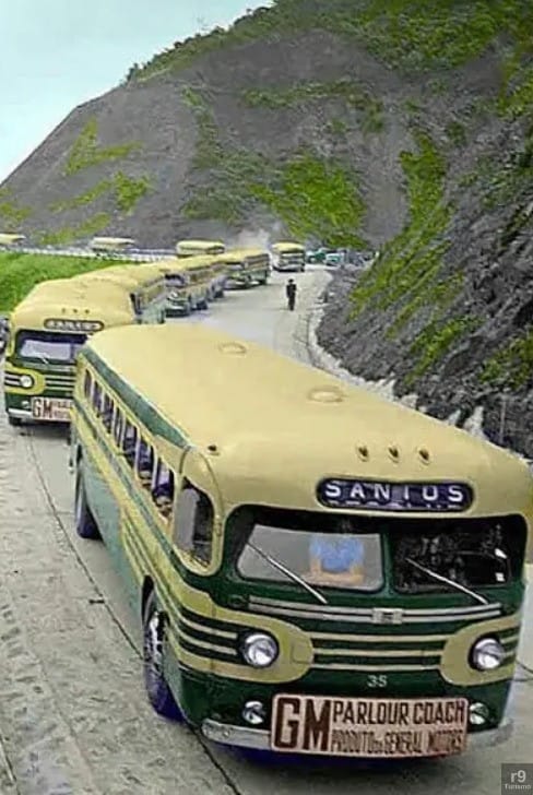 Anúncio Antigo Ônibus GM Coach Interurbanos: Expresso Brasileiro Viação – Com a Inauguração Via Anchieta 1947