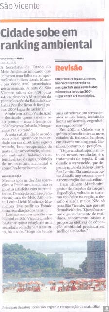 São Vicente Ainda sem Selo Verde Azul: Sobe no Ranking, mas precisa melhorar!
