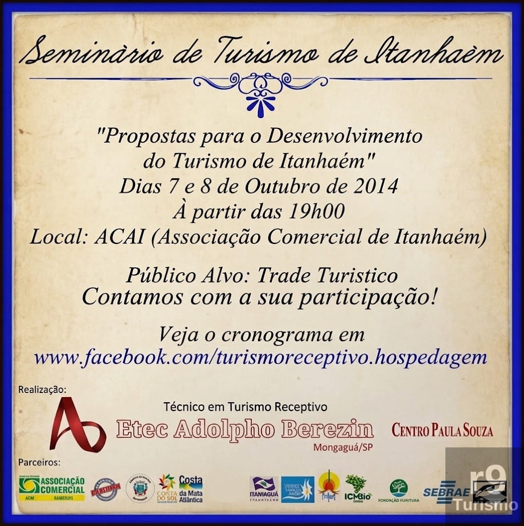 I Seminário Municipal de Turismo de Itanhaém SP: Pesquisa para o Desenvolvimento Local