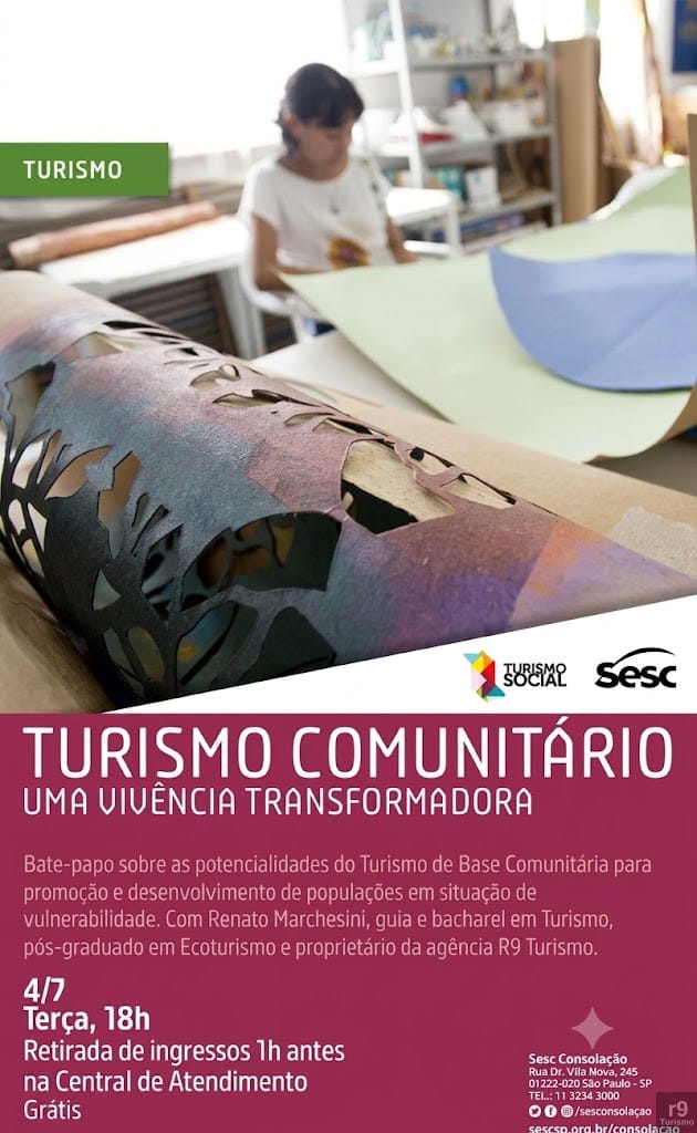 Palestra no Sesc Consolação: Turismo Comunitário uma Vivência Transformadora. Com Renato Marchesini