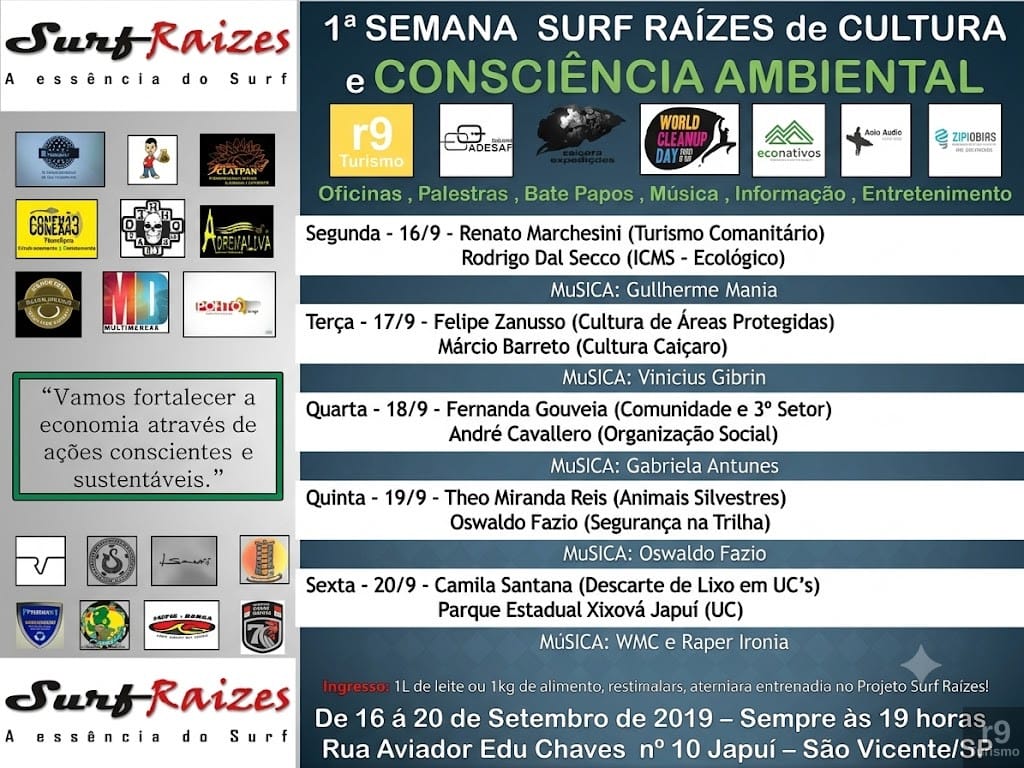 1º Semana Surf Raízes de Cultura e Consciência Ambiental em São Vicente SP