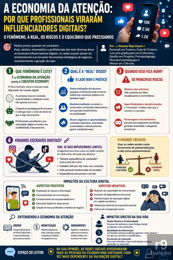 A Economia da Atenção: Como as Redes Sociais Transformaram Profissionais em Influenciadores Digitais