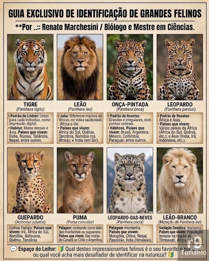 Guia de Identificação: As Diferenças entre os Grandes Felinos do Mundo