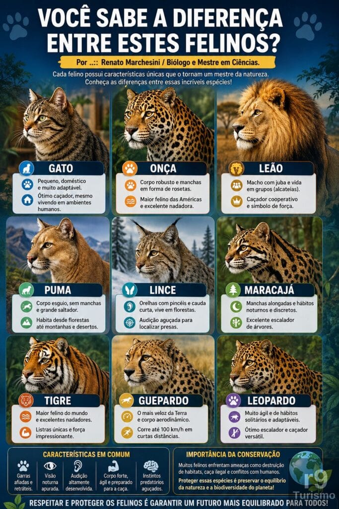 Você Sabe a Diferença Entre Estes Felinos? Conheça as Características dos Grandes e Pequenos Caçadores da Natureza