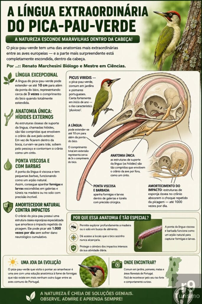 A Língua Extraordinária do Pica-Pau-Verde: A Incrível Anatomia Escondida Dentro da Cabeça